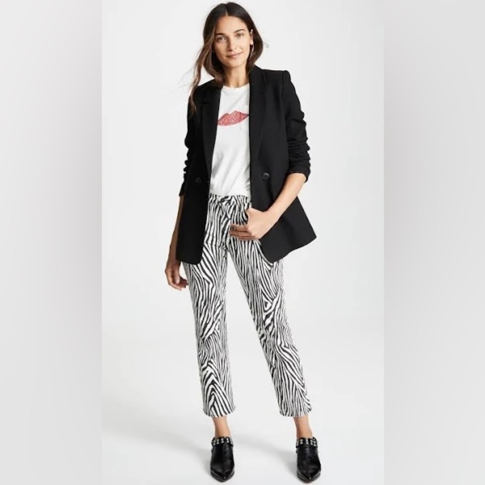 Frame Denim Le High Straight Jeans Noir Multi Zebra Size 34 - Picture 5 of 15